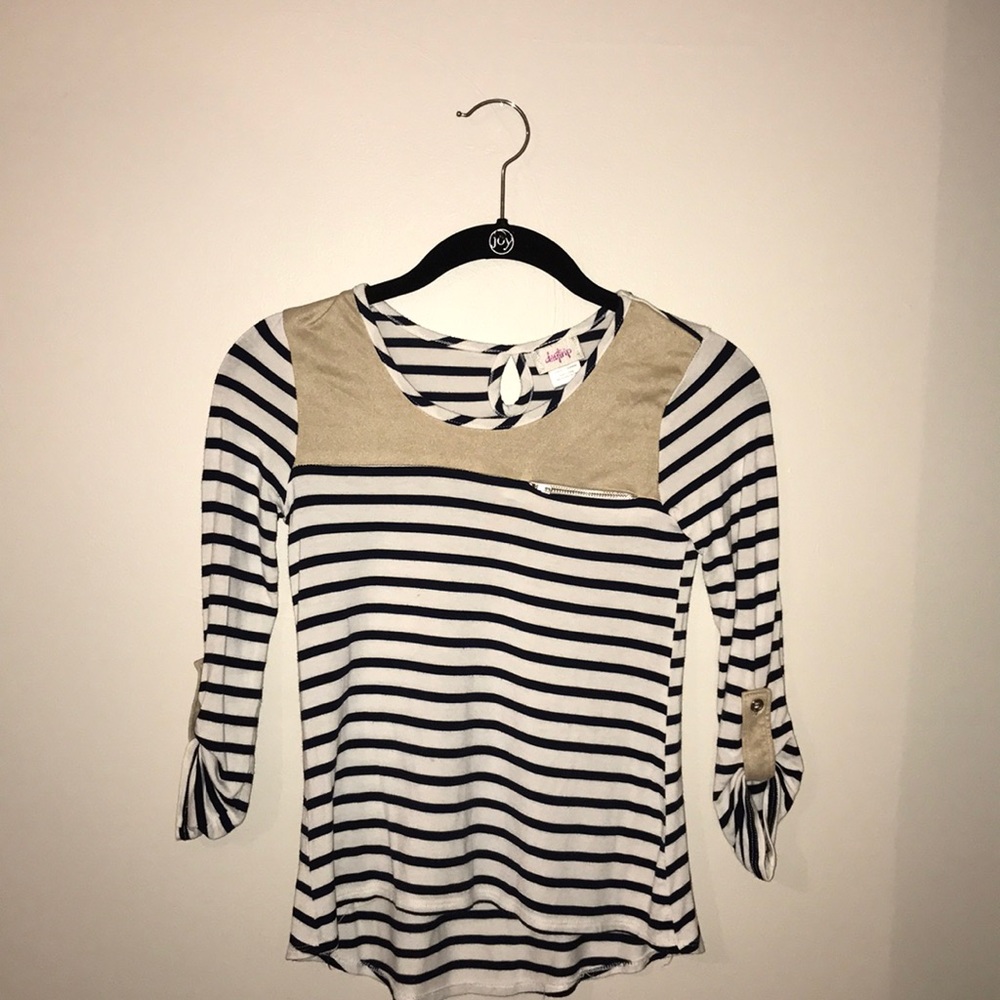 Navy and White striped Quarter sleeve shirt